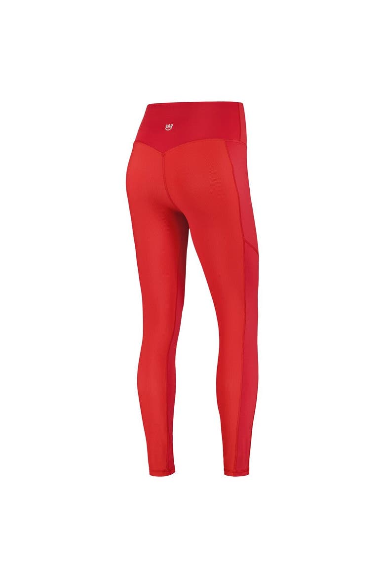 Women's  Scarlet Ohio State Buckeyes 7/8 Mixed Media Pocket iLeggings, Alternate, color, Scarlet