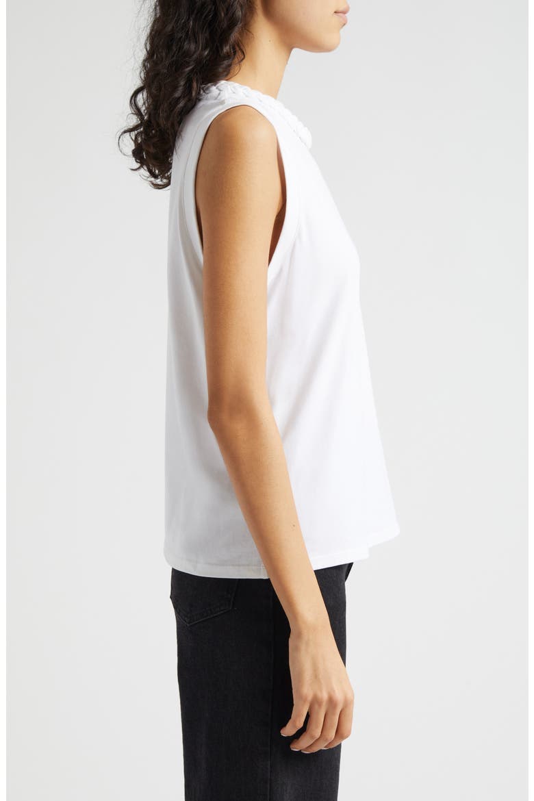Braid Accent Sleeveless Cotton T-Shirt, Alternate, color, WHITE