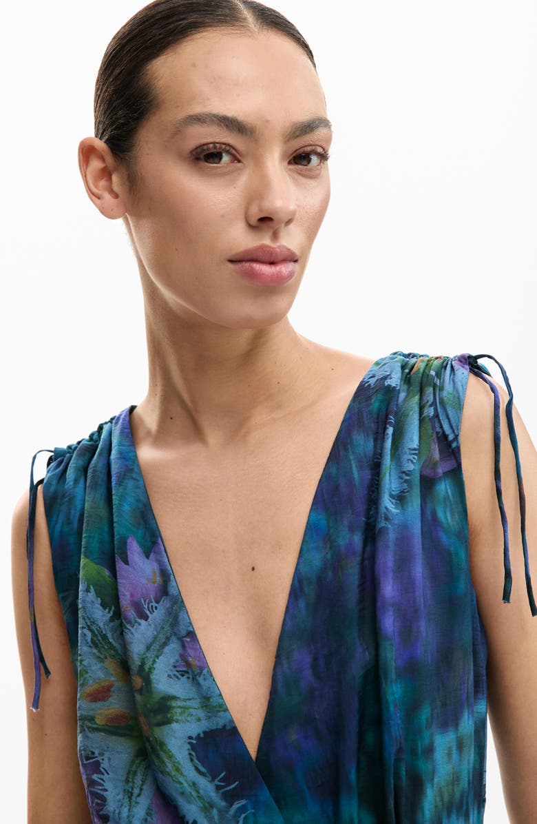 Desigual Abstract Floral Jumpsuit, Alternate, color, Dark Blue