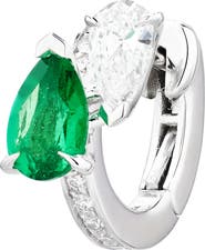 REPOSSI Serti Sur Vide Diamond & Emerald Single Hoop Earring