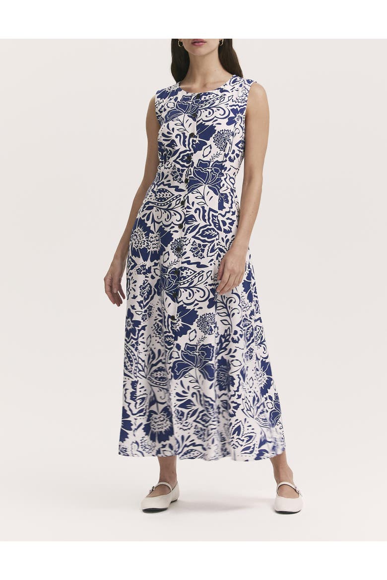 Aimee Floral Midi Dress, Alternate, color, Navy Flower