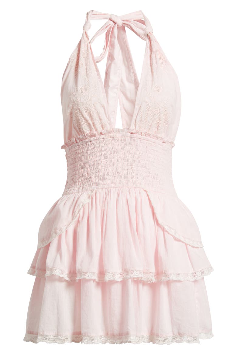 Deanna Embroidered Halter Minidress, Alternate, color, PINK