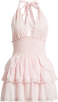 LoveShackFancy Deanna Embroidered Halter Minidress