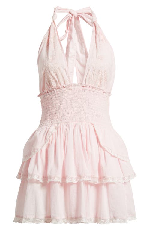 Loveshackfancy Deanna Embroidered Halter Minidress