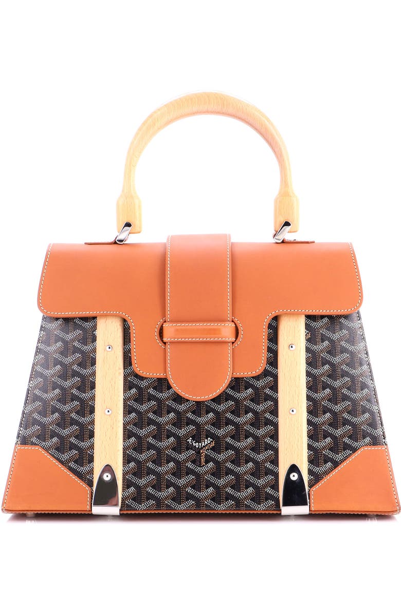 Pre-Owned Goyard Saigon Top Handle Bag Coated Canvas with Leather MM, Main, color, Brown