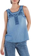 Billy T Embroidered Denim Tank