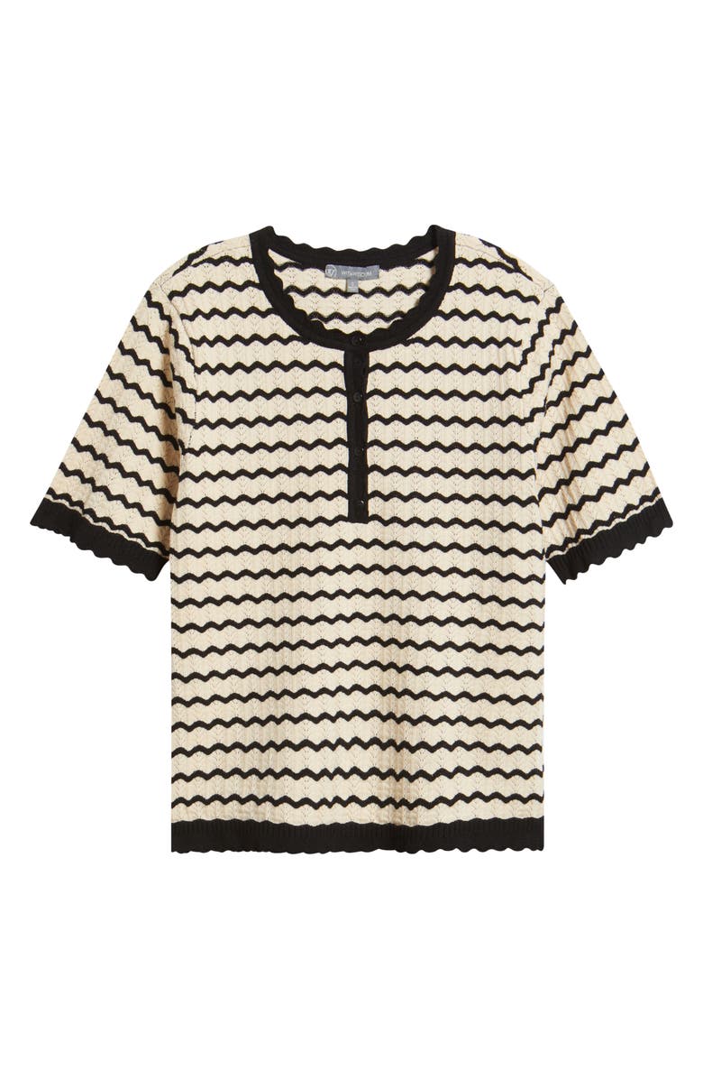 Wit & Wisdom Stripe Knit Top, Alternate, color, Ecru/ Black