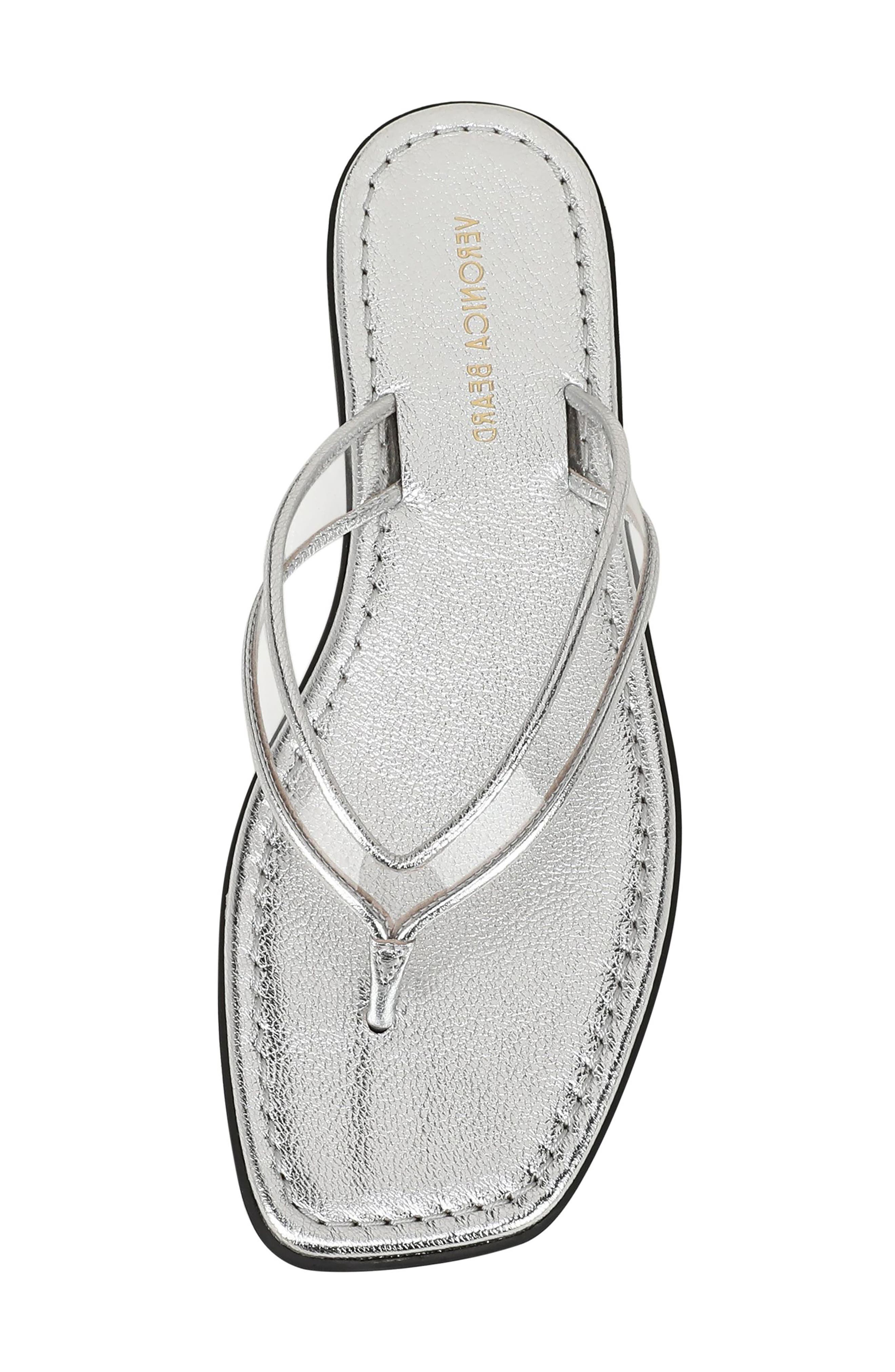Veronica Beard Clea Flip Flop, Alternate, color, Clear/ Silver