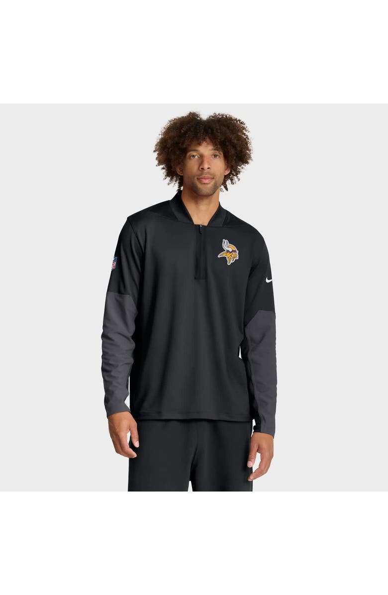 Nike Men's Nike Black Minnesota Vikings Sideline Dri-FIT Half-Zip Pullover, Main, color, Black