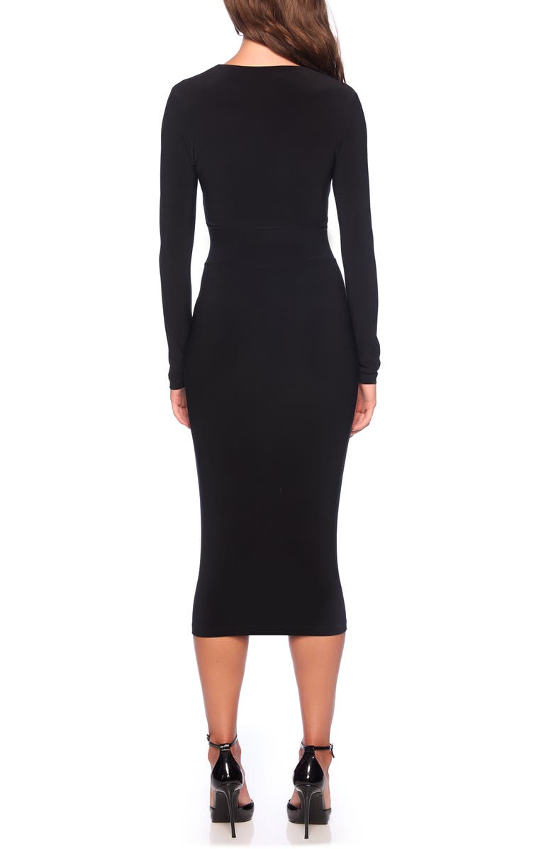 Susana Monaco Twist Front Long Sleeve Matte Jersey Midi Dress, Alternate, color,