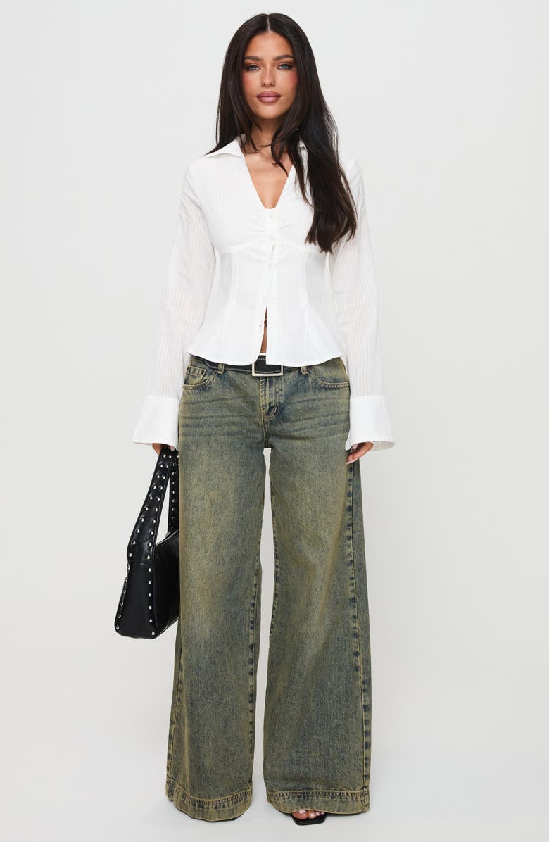 Princess Polly Elowenn Long Sleeve Button-Up Shirt, Alternate, color, White