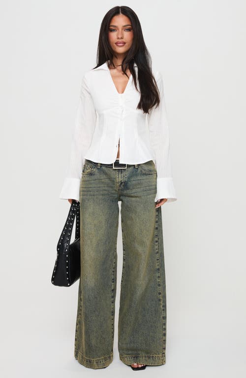 Princess Polly Elowenn Long Sleeve Button-up Shirt In White