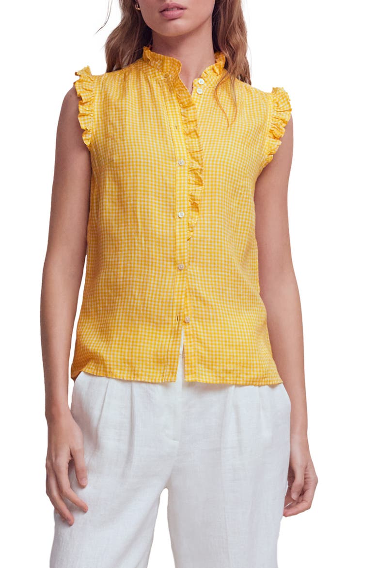 Sleeveless Linen Top, Main, color, SUNSHINE YELLOW CHAMBRAY