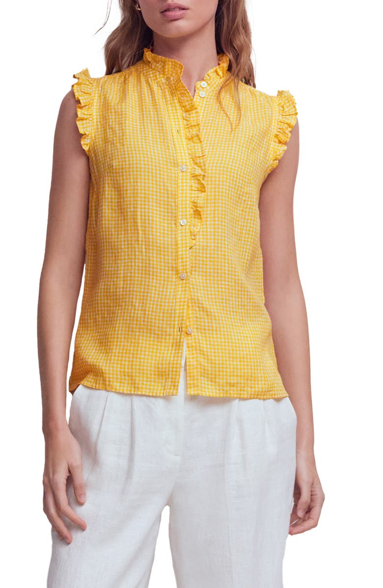 Boden Sleeveless Linen Top, Main, color, Sunshine Yellow Chambray