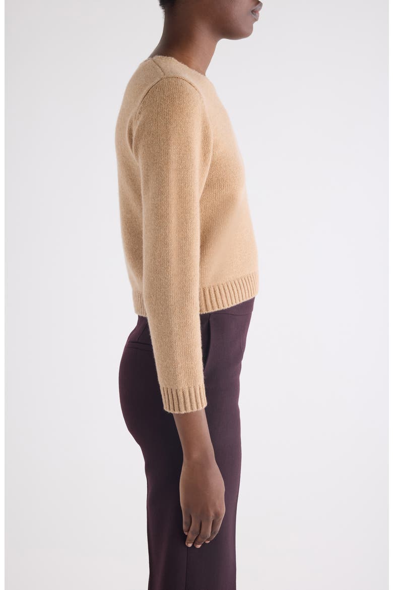 Scalloped Logo Crop Wool & Cashmere Sweater, Alternate, color, BLEACHED BROWN