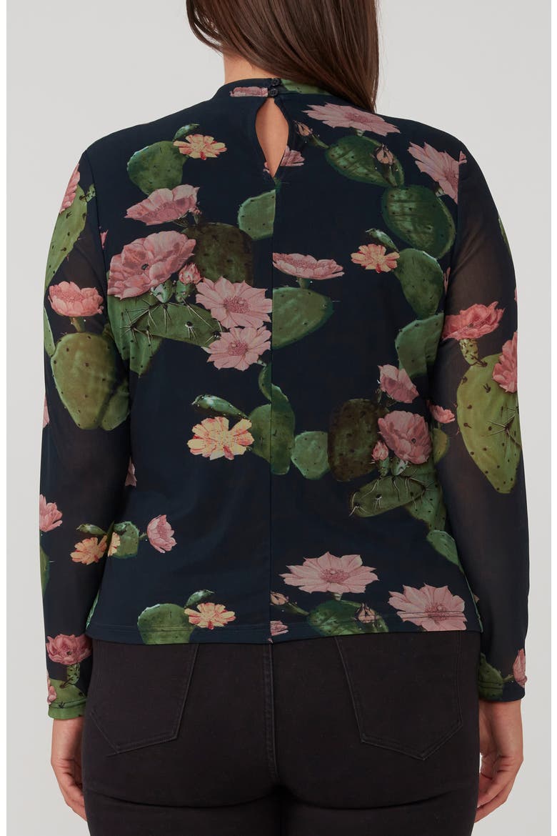 Mezzanine Cactus Print Mesh Top, Alternate, color, BLUE PRINT