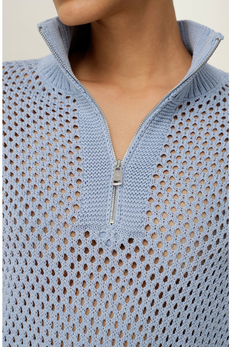 Women's Toscana Pointelle Knit Half-Zip Sweater, Alternate, color, Chambray Blue