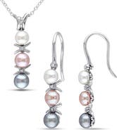 DELMAR Cultured Freshwater Pearl Pendant Necklace & Drop Earrings Set