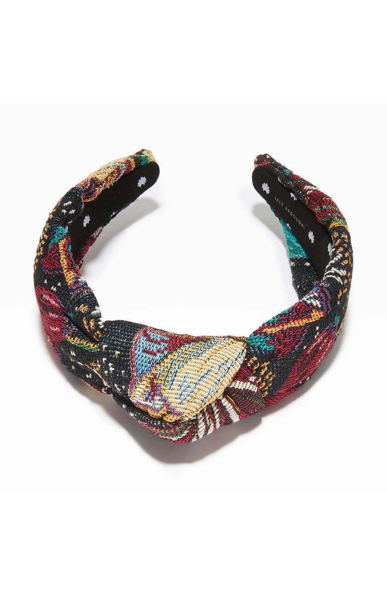 Lele Sadoughi Knotted Floral Jacquard Headband, Alternate, color, Black Forest 999