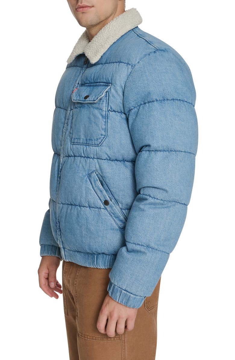 Levi's Quilted Denim Jacket with Fleece Collar, Alternate, color, Light Wash Denim