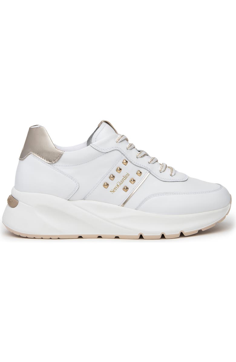 NeroGiardini Studded Retro Sneaker, Alternate, color, White