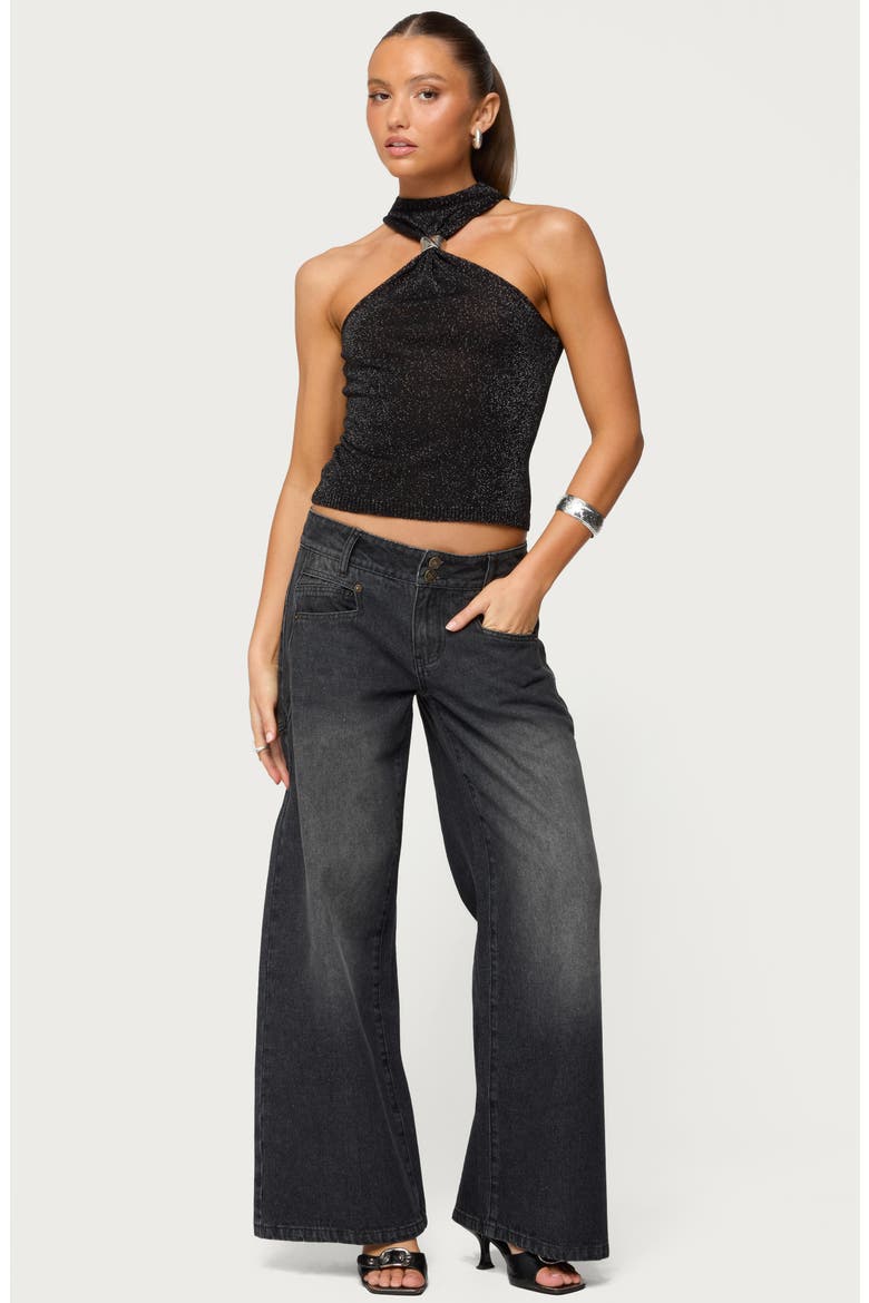 Nalia Ring Glitter Knit Sleeveless Sweater, Alternate, color, BLACK