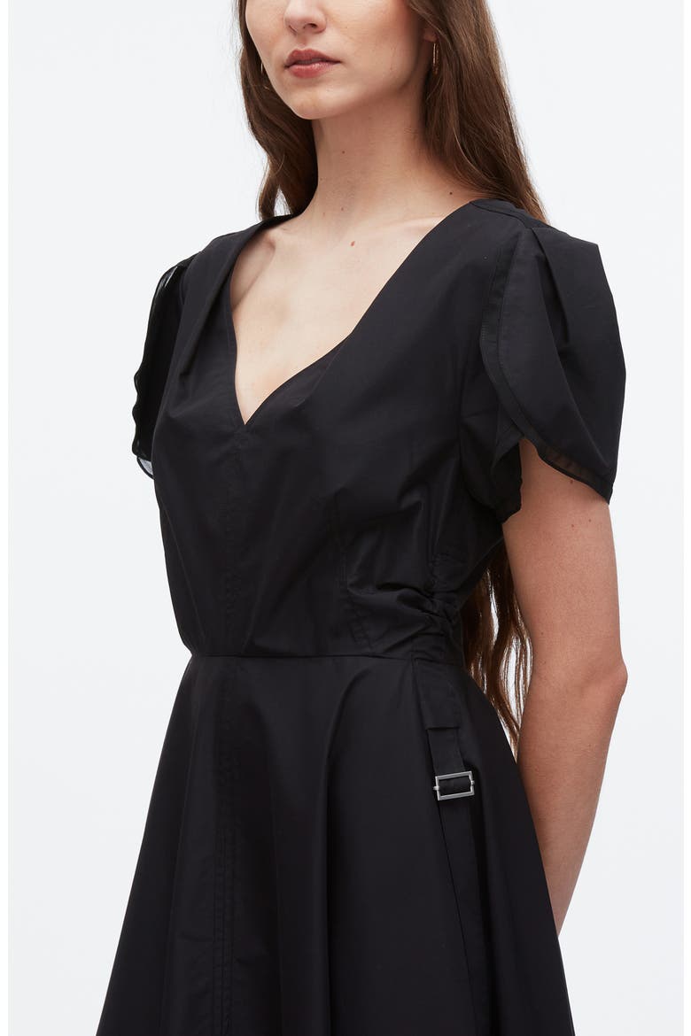 Tulip Sleeve A-Line Dress, Alternate, color, BLACK