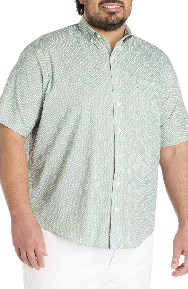 Untuckit Fit by Dxl Big & Tall Ivers Wrinkle-Free Performance Floral Print Sport Shirt, Alternate, color, Green
