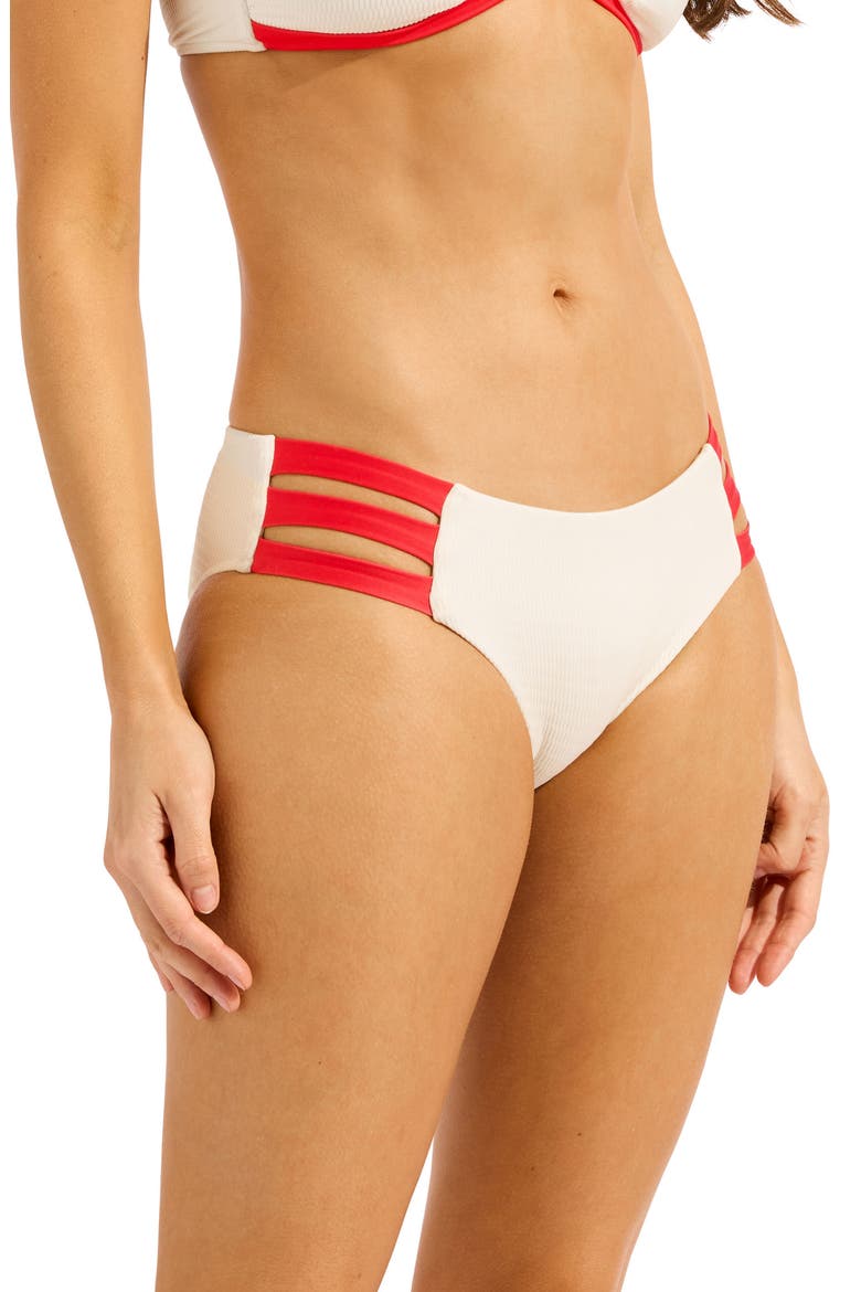 Multi Strap Hipster Bikini Bottoms, Alternate, color, ECRU