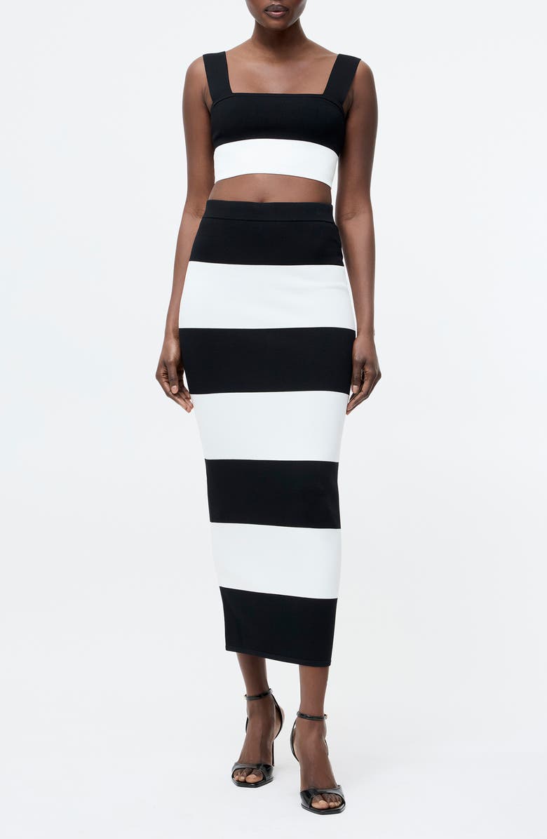 French Connection Crop Knit Tank, Alternate, color, Black Summer White