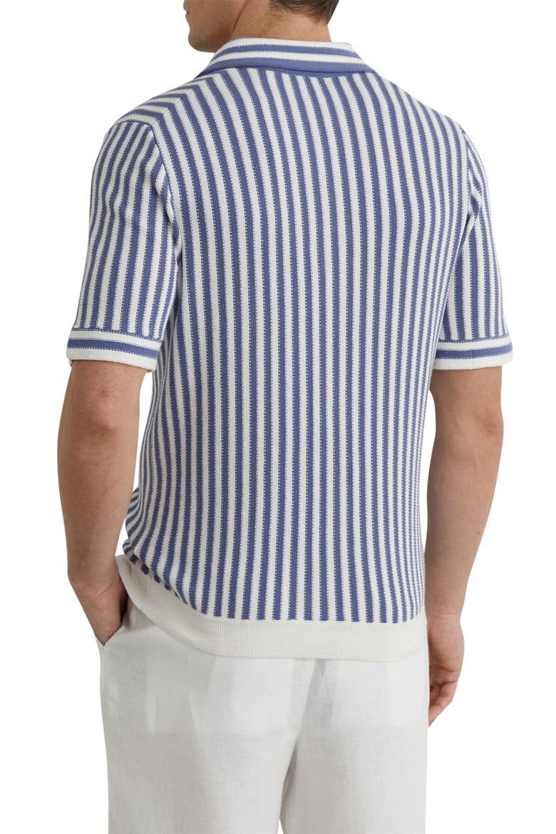 Alba Stripe Johnny Collar Polo, Alternate, color, BLUE/ OFF WHITE