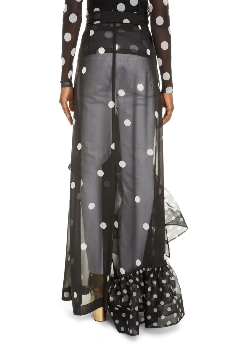 Sikar Dot Ruffle Sheer Maxi Skirt, Alternate, color, BLACK