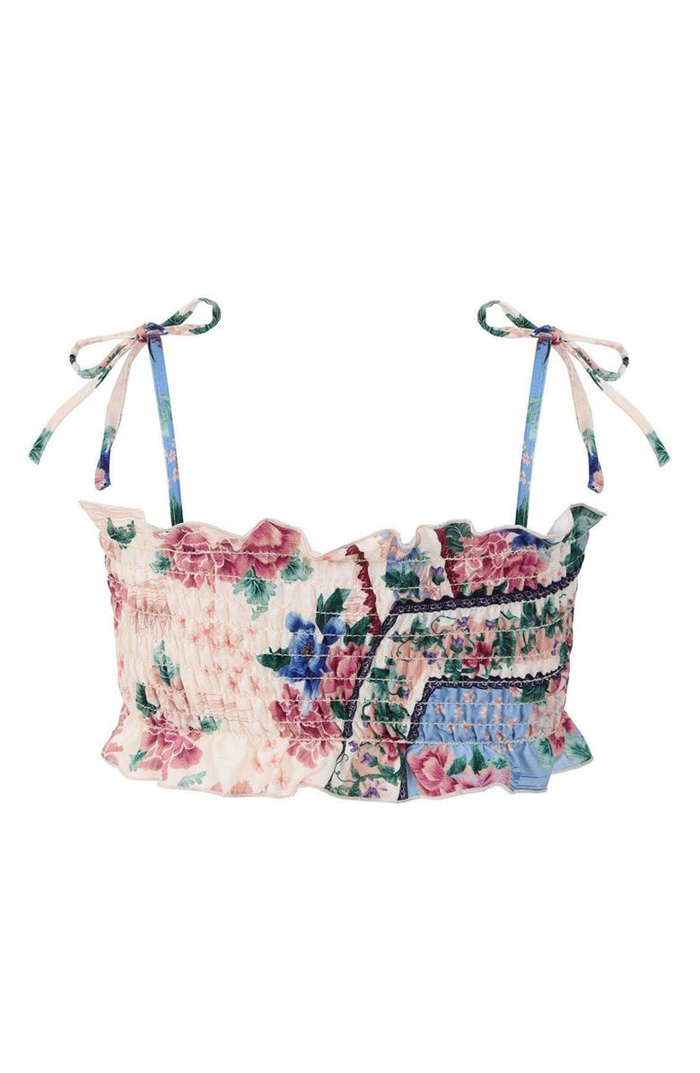 Agua Bendita Kids' Gisele Ivy Smocked Cover-Up Crop Top, Alternate, color, Multicolor