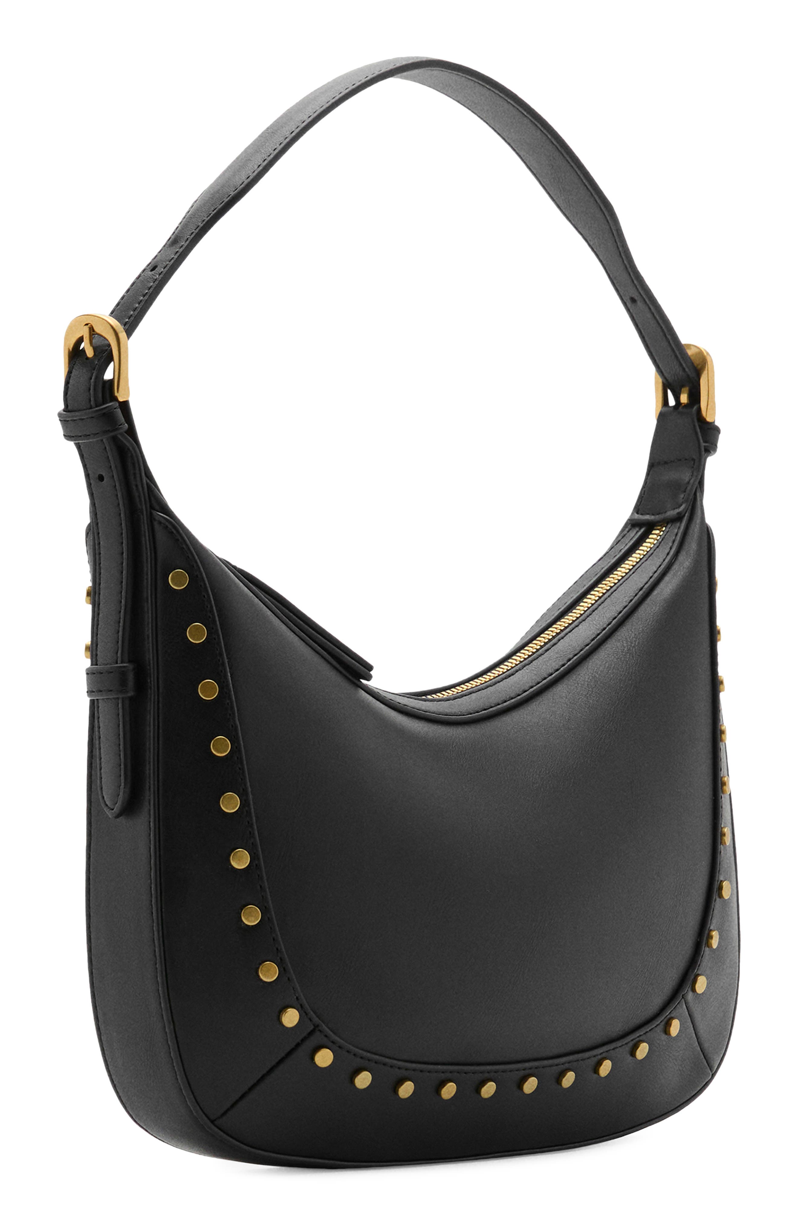 MANGO Small Studded Faux Leather Shoulder Bag, Alternate, color, 