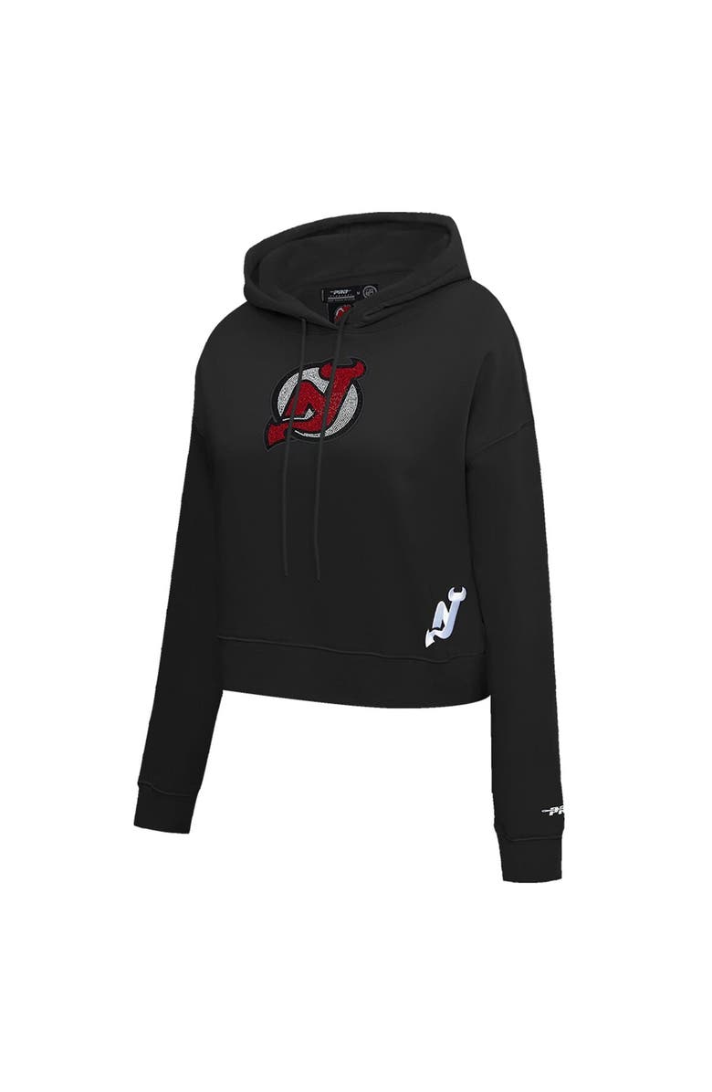 PRO STANDARD Women's Pro Standard  Black New Jersey Devils Jewels Cropped Pullover Hoodie, Alternate, color, 
