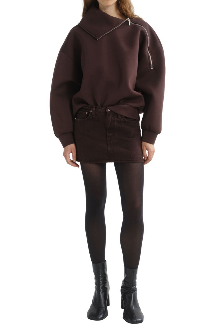 Coyle Asymmetrical Zip Sweatshirt, Alternate, color, DEEP ROAST DK CHOCOLATE BROWN