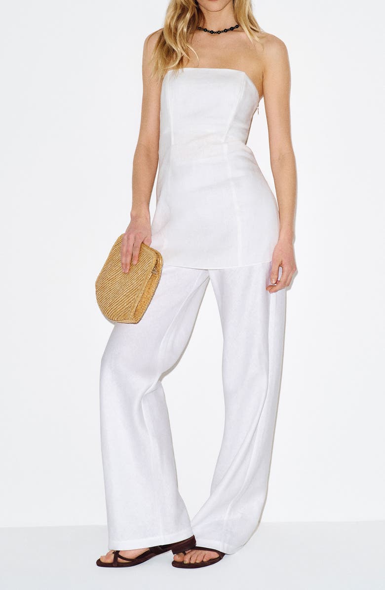 Reformation Aurina Linen Strapless Top, Alternate, color, White