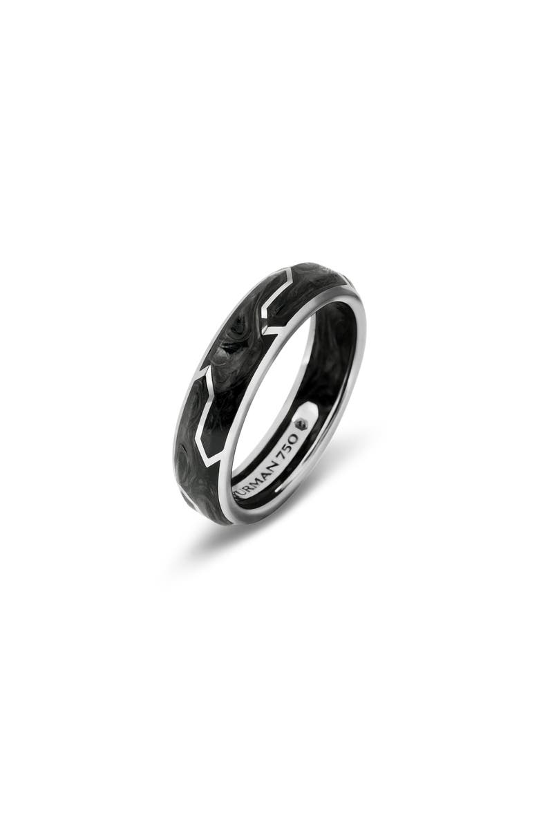 David Yurman Forged Carbon Band Ring in 18K White Gold, Alternate, color,