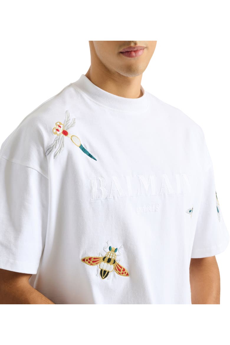 Embroidered Balmain Insect T-shirt, Alternate, color, white