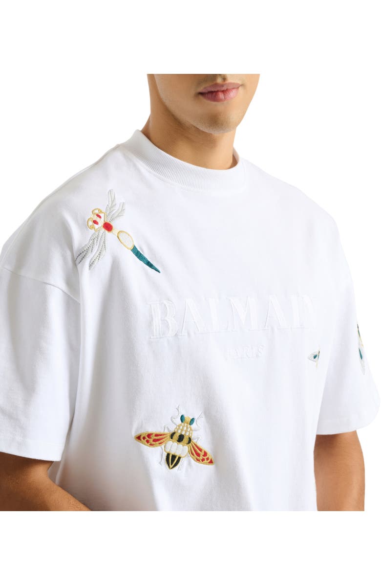 Balmain Embroidered Balmain Insect T-shirt, Alternate, color, White