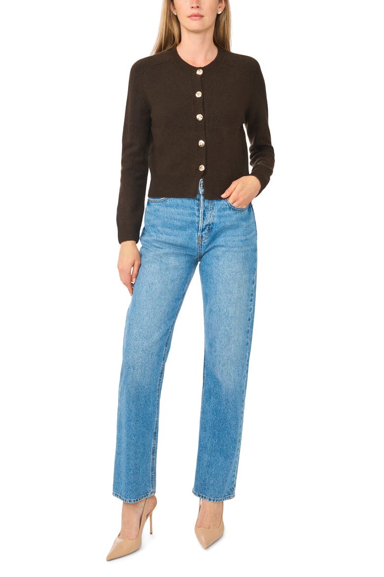 Saddle Shoulder Cardigan, Alternate, color, CHOCOLATE