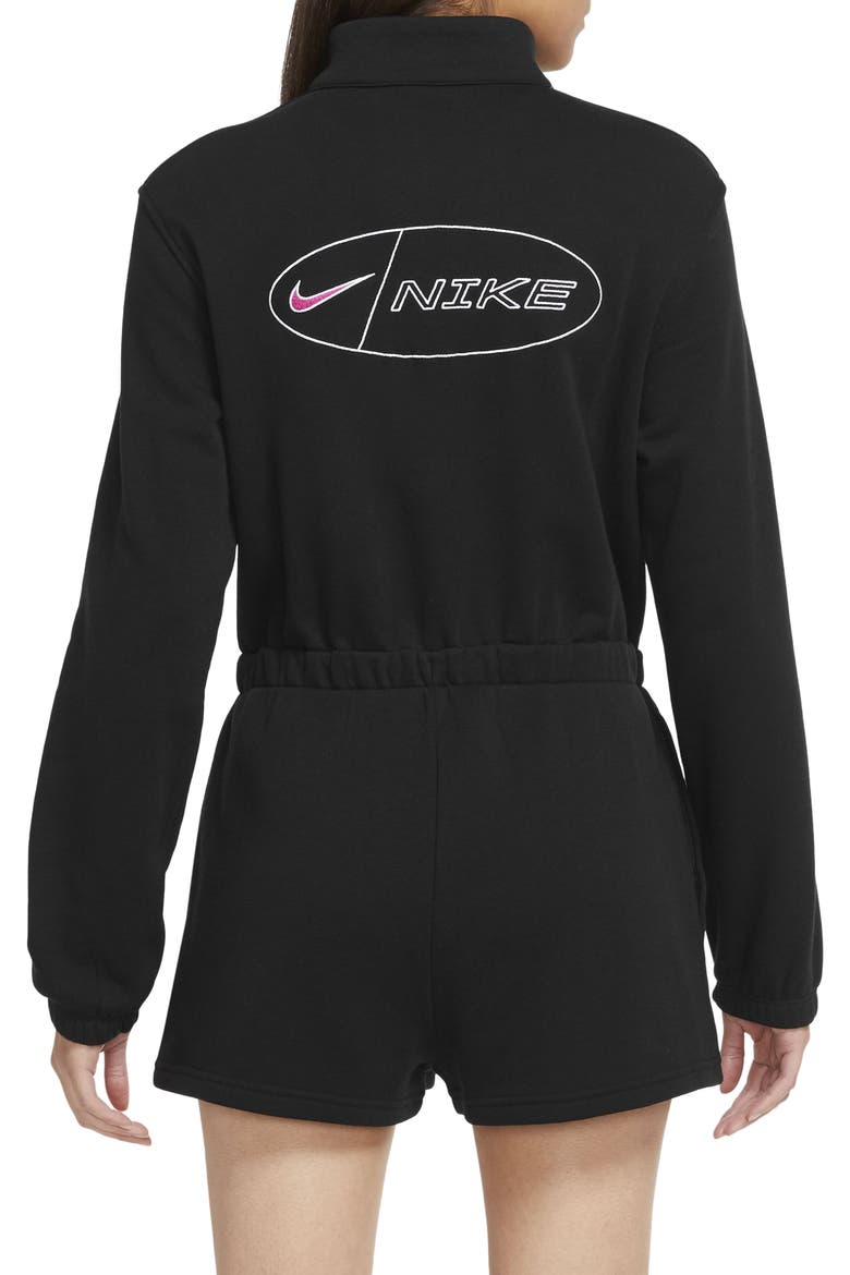 Sportswear Icon Clash Long Sleeve Romper, Alternate, color, BLACK/ WHITE