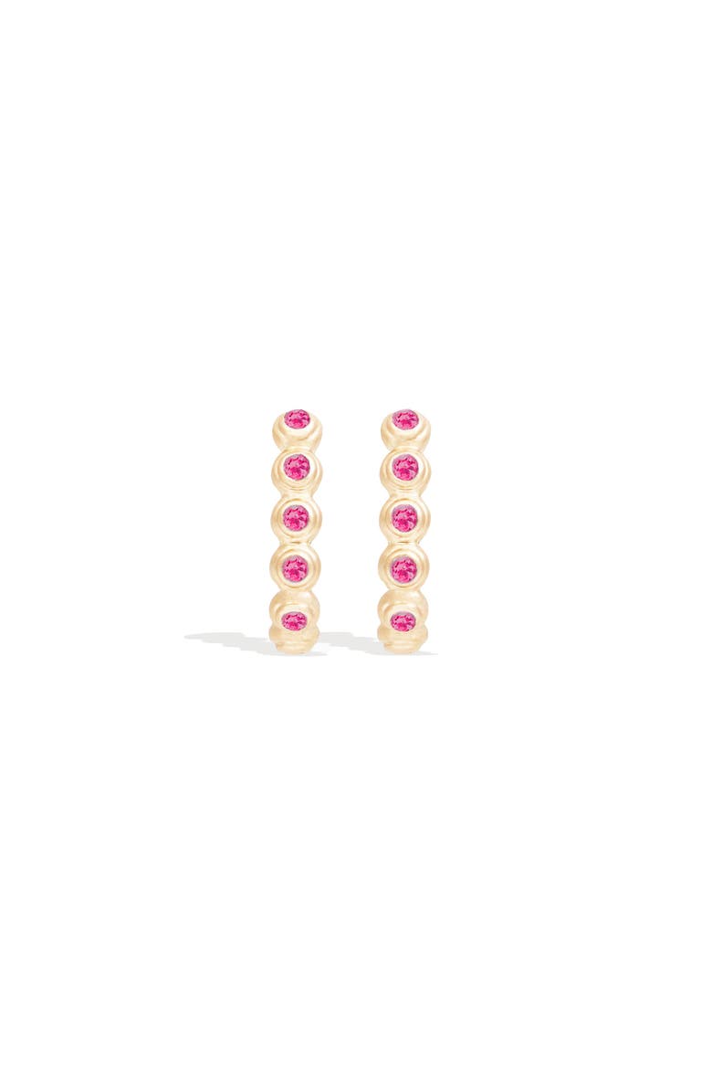 Evolve Oval Hoop Earring, Main, color, Pink Sapphire- Gold