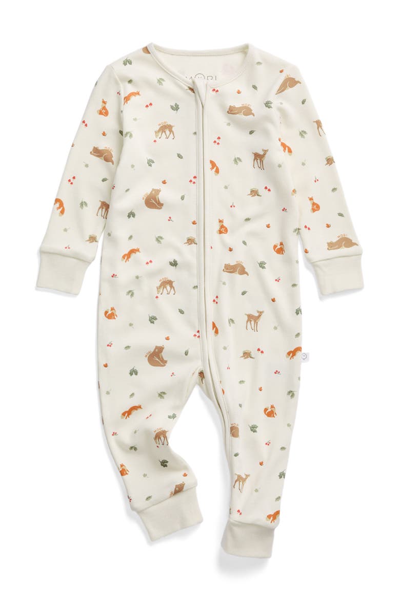 Print Two Way Zip Up Romper, Main, color, Woodland Tofu