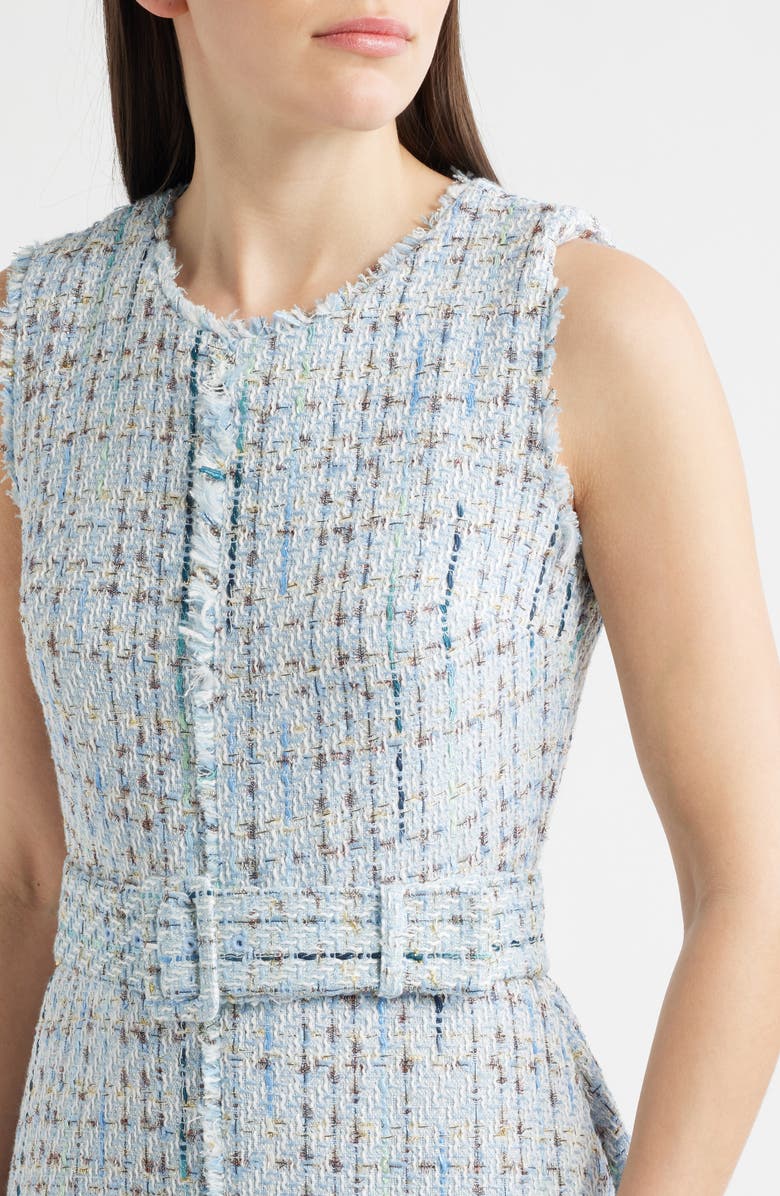 Anne Klein Center Seam Tweed Midi Dress, Alternate, color, Surf Blue Multi