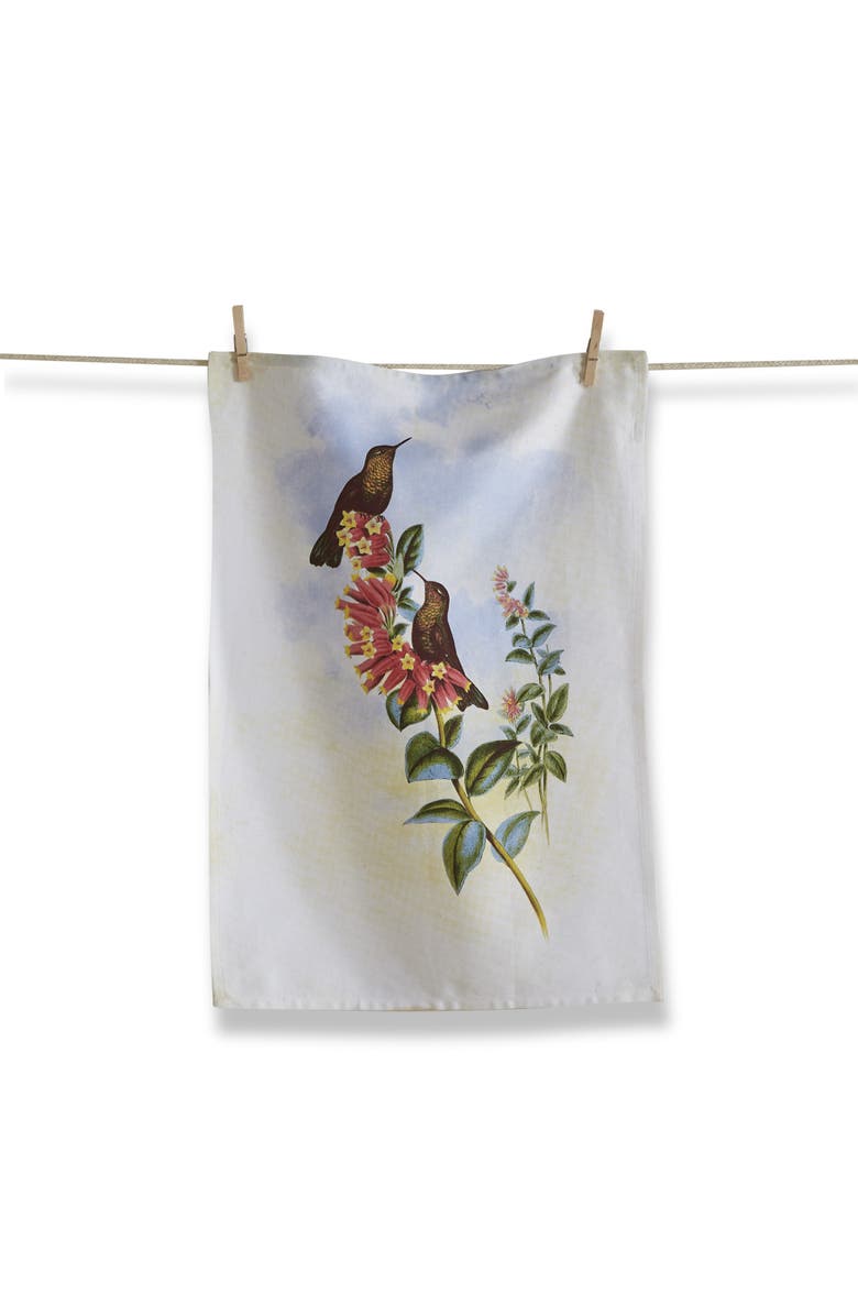 tag Hummingbird Red Flower Cotton Dishtowel Set for Summer, Main, color, Multicolored