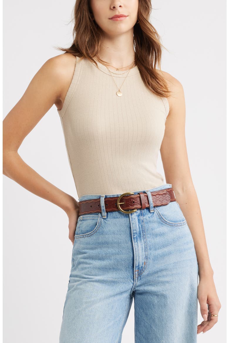 Pointelle Rib Crewneck Tank, Main, color, BEIGE HUMUS