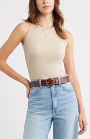 Treasure & Bond Pointelle Rib Crewneck Tank