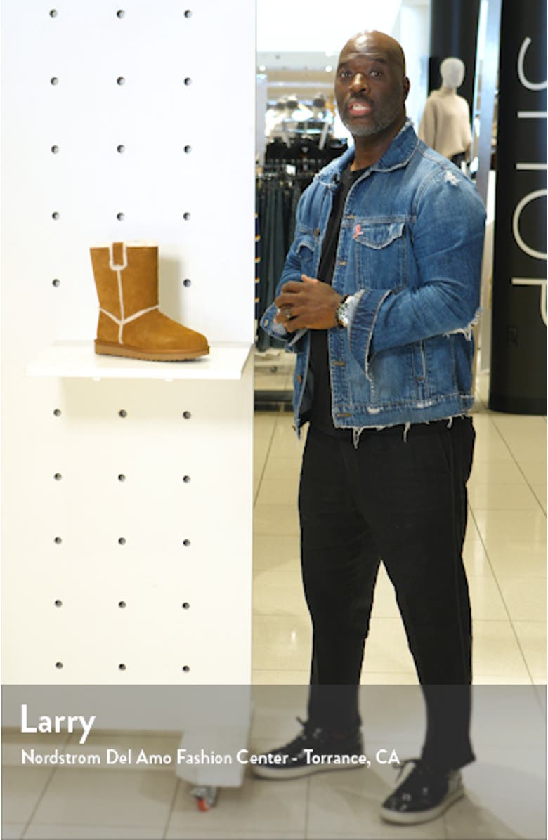 Classic Short Spill Seam Genuine Shearling Boot, sales video thumbnail