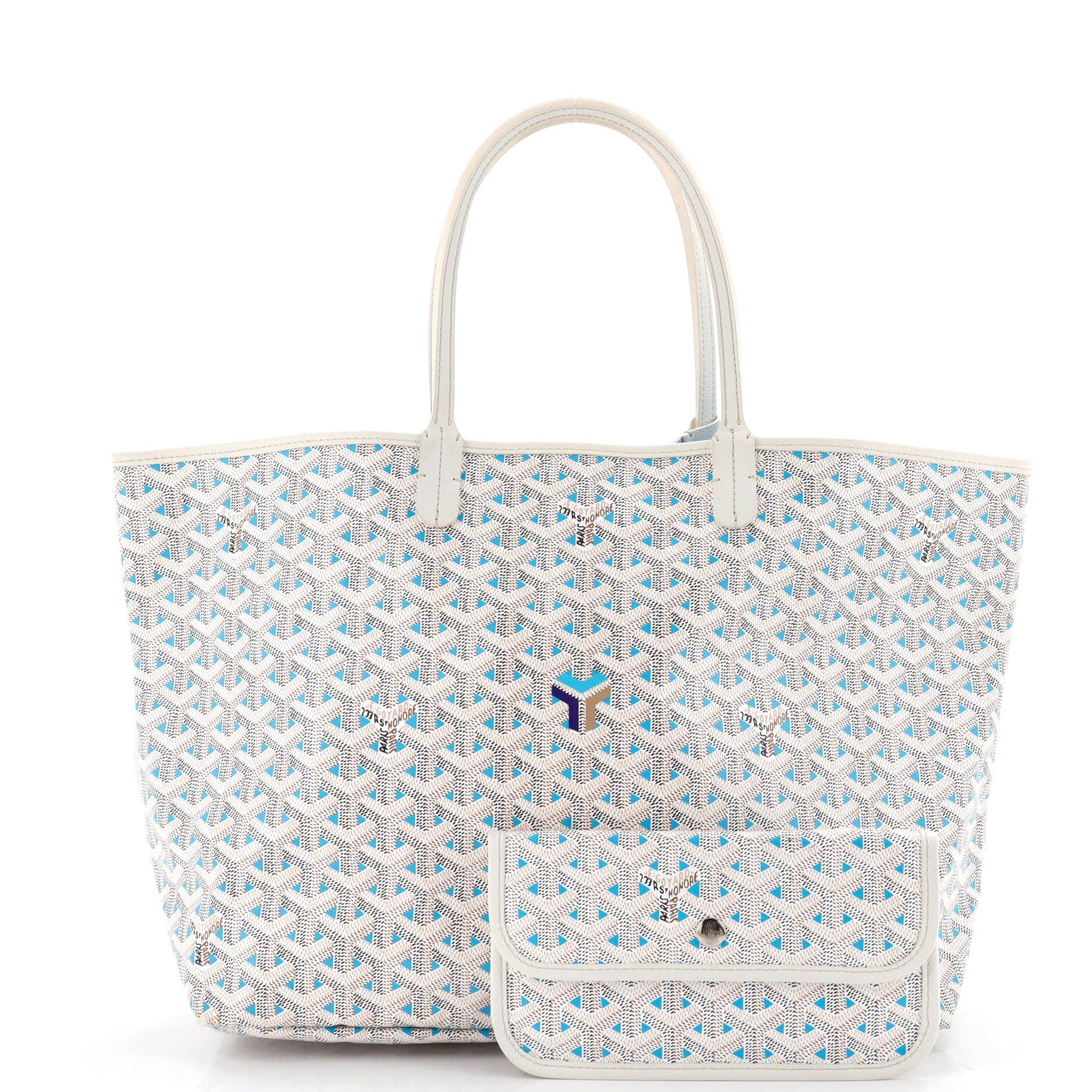 Pre-Owned Goyard Saint Louis Tote Claire Voie Coated Canvas PM, Alternate, color, Blue
